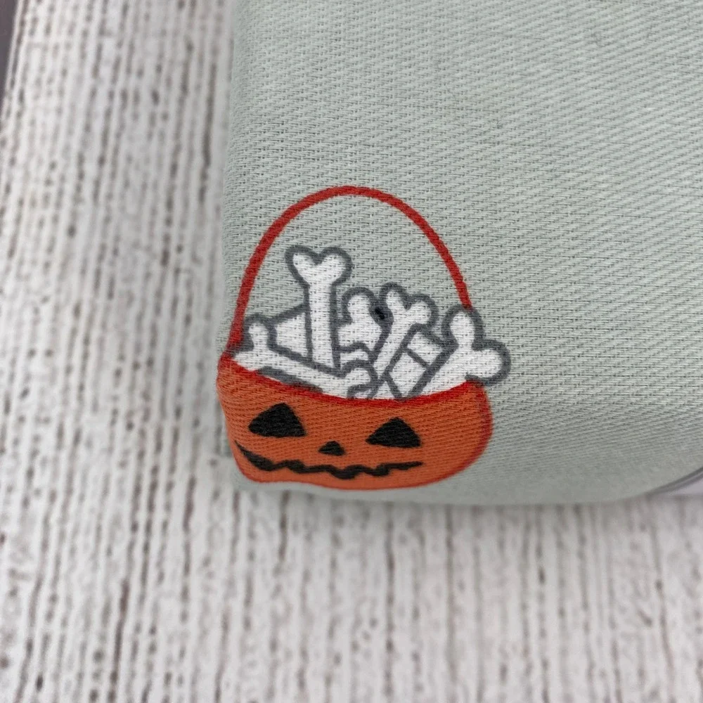 Isaac Mizrahi Shower Curtain Sage Green Halloween Ghost Dog Puppy Spooky Fall